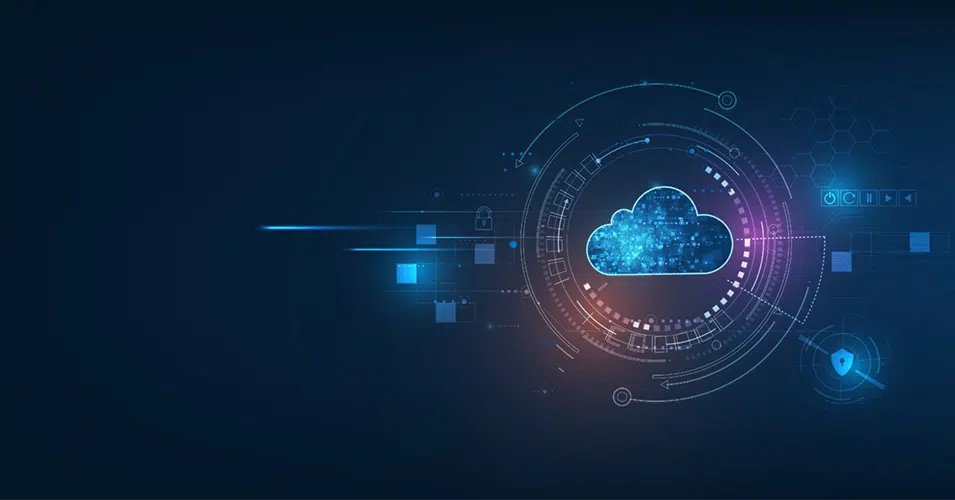Abstract illustration of a secure cloud computing network