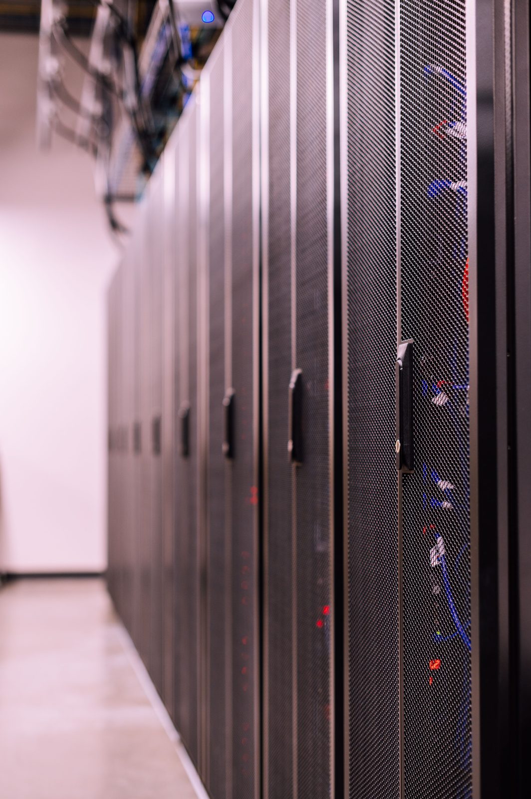 Rows of server racks in a data centre